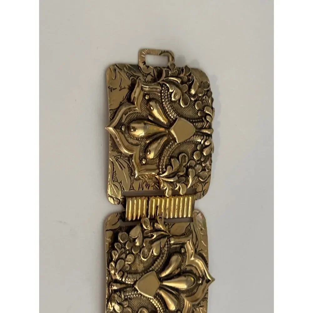 Vintage Gold Tone Panel Blacelet Victorian Style